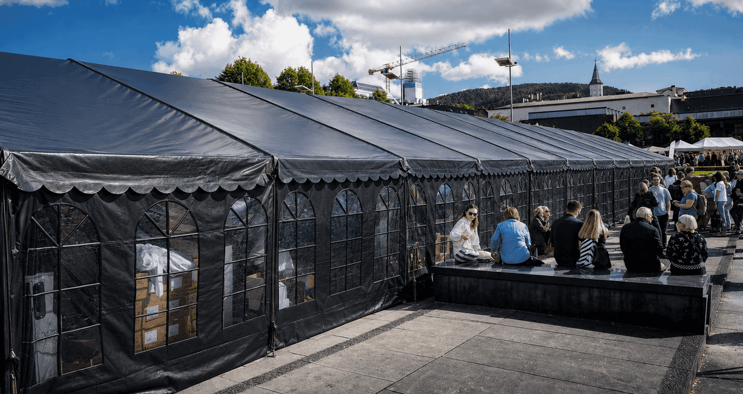 Svarte teltduker til leie i Bergen